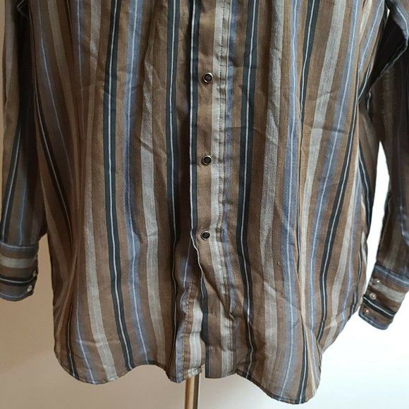 PANHANDLE SLIM Mens Brown Striped Pearl Snap Shirt - Picture 6 of 11